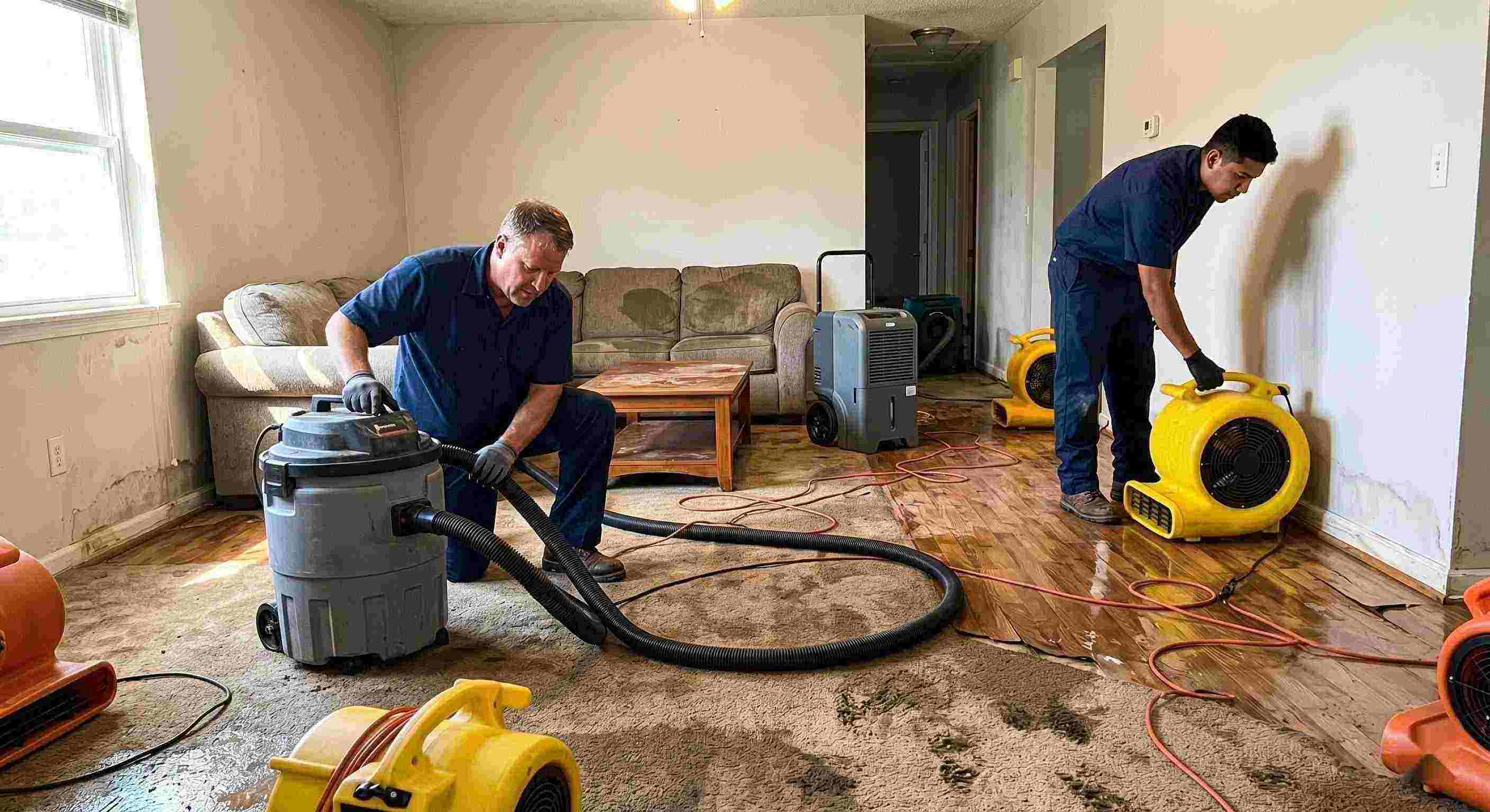 Best water extraction and drying service in Dundalk removing standing water and moisture from flooded home interior